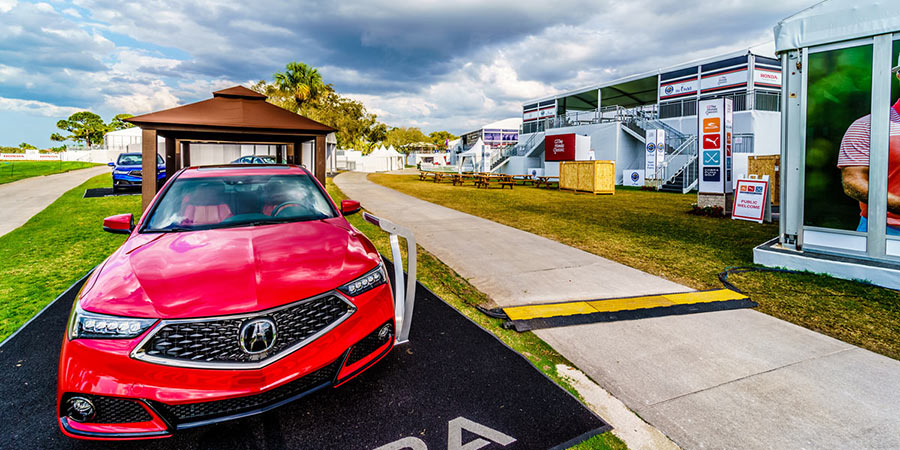 Acura car parked near golf course